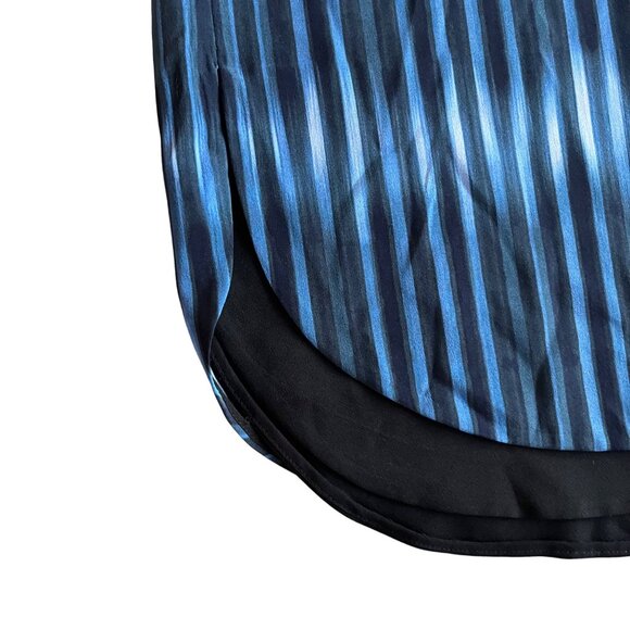 XS EUC Vince Silk Sleeveless Black Denim Blue Tie Dye Lined Summer Shift Dress - Picture 7 of 12